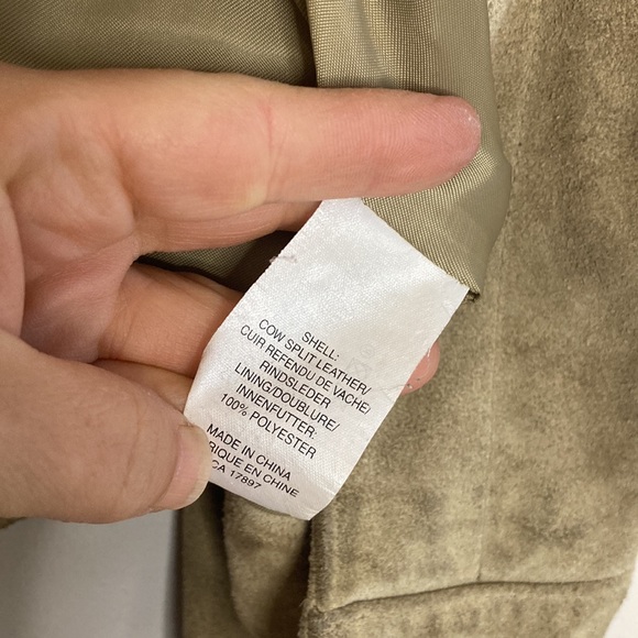 Vintage Gap Jacket Womens Beige Suede Leather Trucker Y2K Classic Retro Cowgirl - Picture 14 of 15